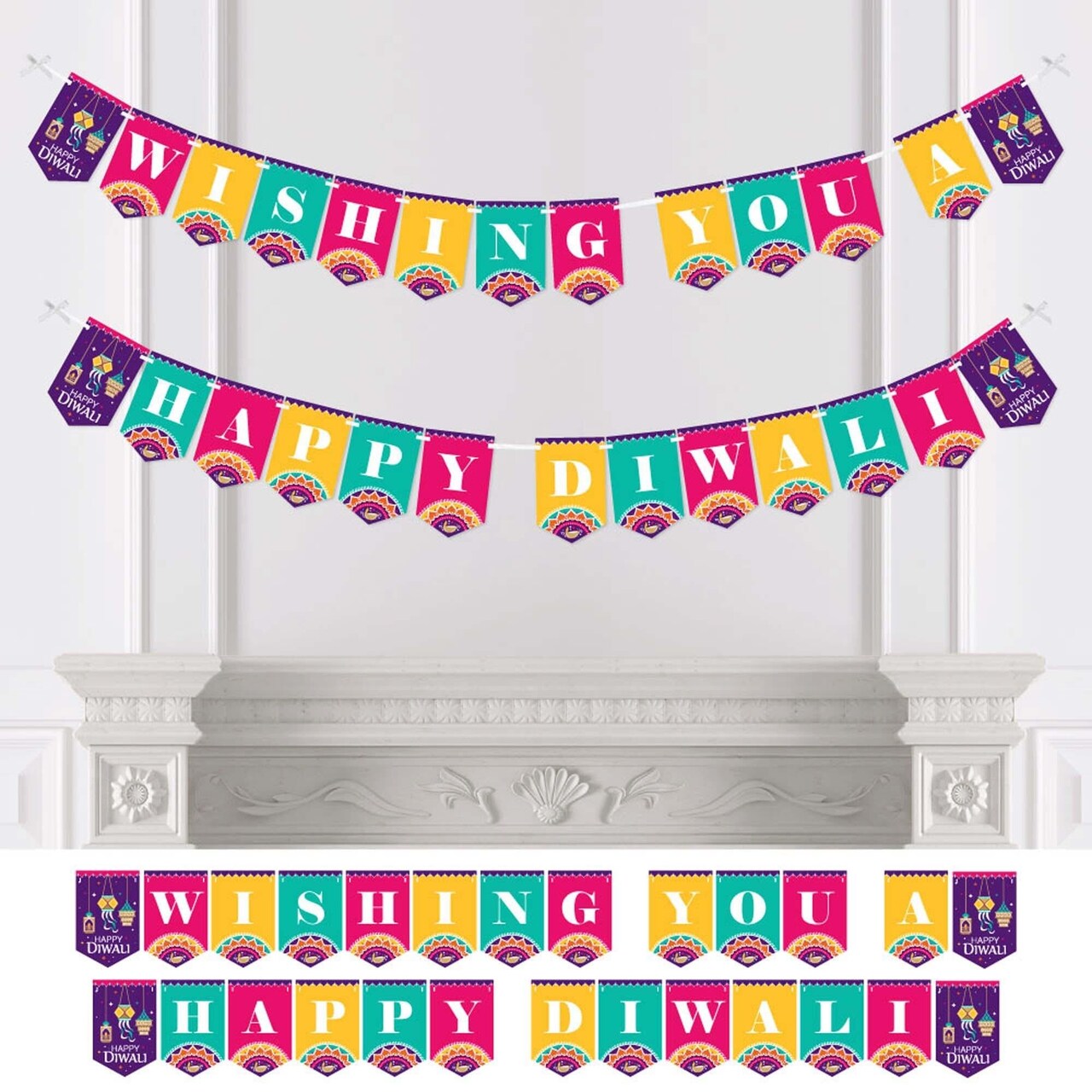 Big Dot of Happiness Happy Diwali - Festival of Lights Party Bunting Banner - Party Decorations - Wishing You a Happy Diwali